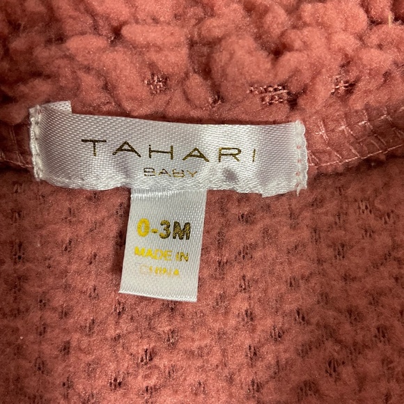 Tahari Baby Fleece Sherpa Hooded Bunting Suit 0-3M Pink Rose Zip Front - Picture 7 of 8